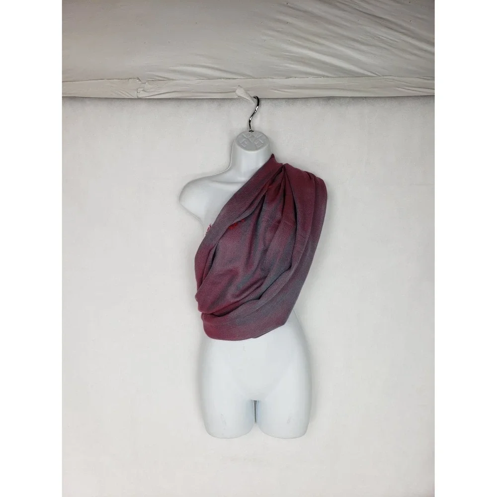 Loro Piana Italian Scarf Blue and Pink Fringe Women